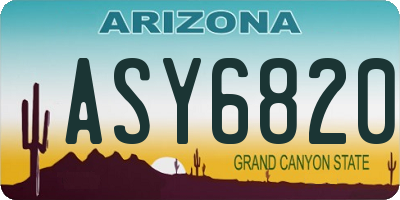 AZ license plate ASY6820