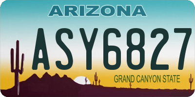 AZ license plate ASY6827