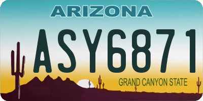 AZ license plate ASY6871
