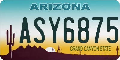AZ license plate ASY6875