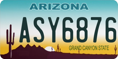 AZ license plate ASY6876