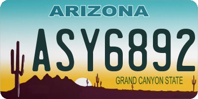 AZ license plate ASY6892