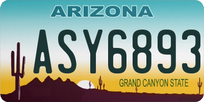 AZ license plate ASY6893