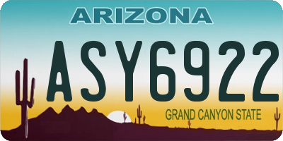 AZ license plate ASY6922