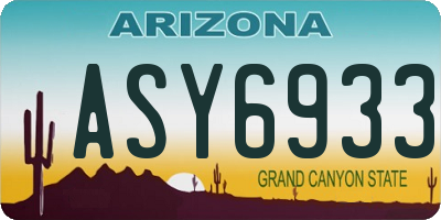 AZ license plate ASY6933