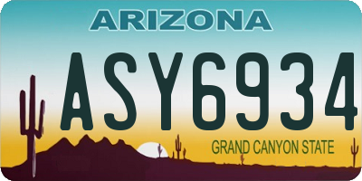 AZ license plate ASY6934