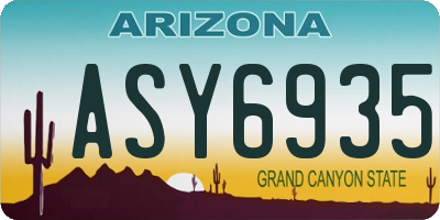 AZ license plate ASY6935