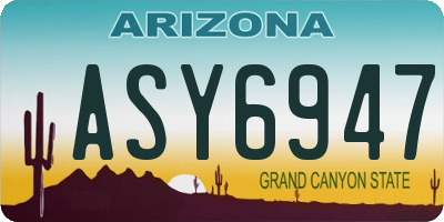 AZ license plate ASY6947