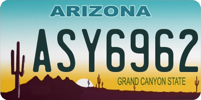 AZ license plate ASY6962