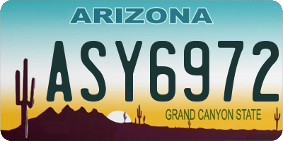 AZ license plate ASY6972