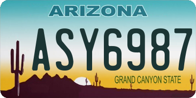 AZ license plate ASY6987