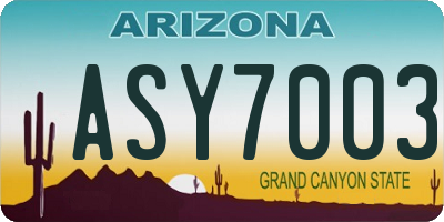 AZ license plate ASY7003