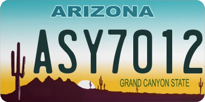 AZ license plate ASY7012