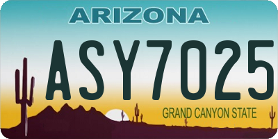 AZ license plate ASY7025