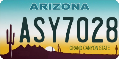 AZ license plate ASY7028