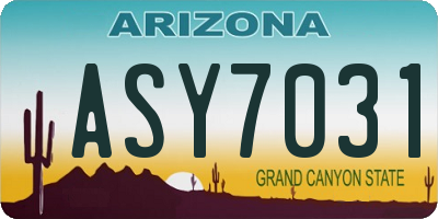 AZ license plate ASY7031
