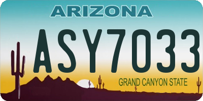 AZ license plate ASY7033