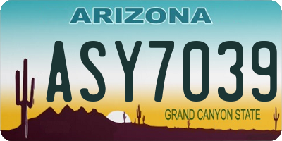 AZ license plate ASY7039