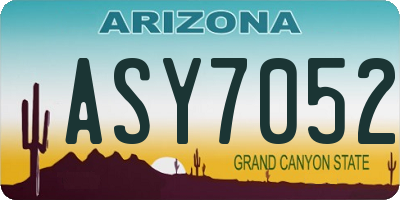 AZ license plate ASY7052