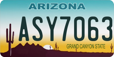 AZ license plate ASY7063