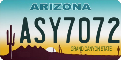 AZ license plate ASY7072