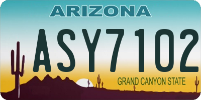 AZ license plate ASY7102