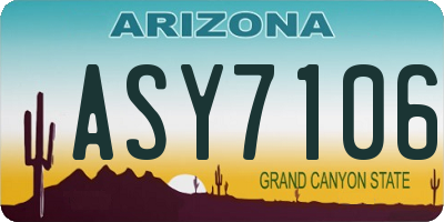AZ license plate ASY7106
