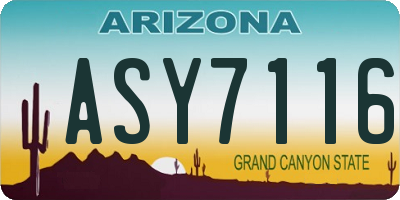 AZ license plate ASY7116