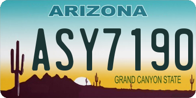 AZ license plate ASY7190