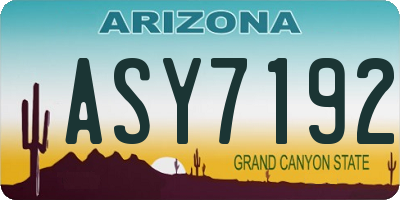 AZ license plate ASY7192