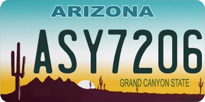 AZ license plate ASY7206