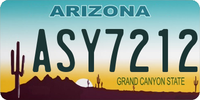 AZ license plate ASY7212