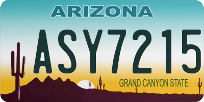 AZ license plate ASY7215