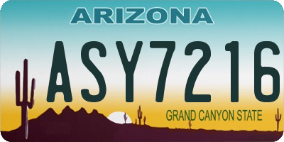 AZ license plate ASY7216