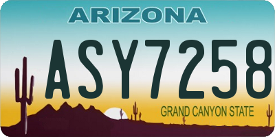 AZ license plate ASY7258