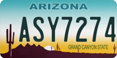 AZ license plate ASY7274
