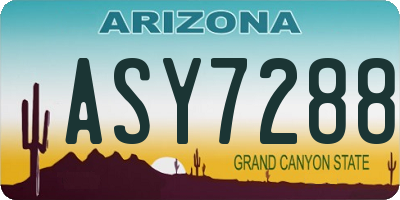 AZ license plate ASY7288