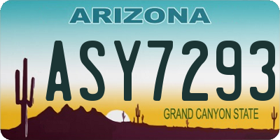 AZ license plate ASY7293