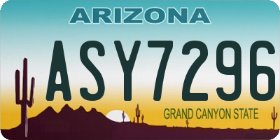AZ license plate ASY7296