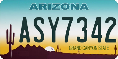 AZ license plate ASY7342