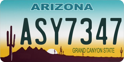 AZ license plate ASY7347