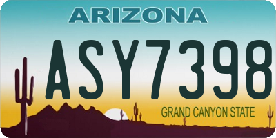 AZ license plate ASY7398
