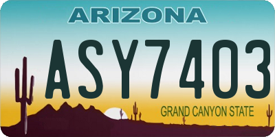 AZ license plate ASY7403
