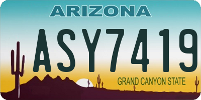AZ license plate ASY7419