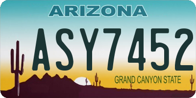 AZ license plate ASY7452