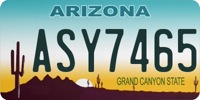 AZ license plate ASY7465