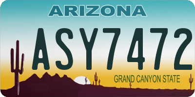 AZ license plate ASY7472