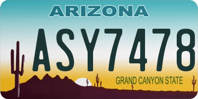AZ license plate ASY7478