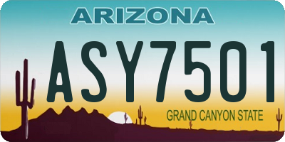 AZ license plate ASY7501