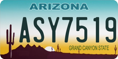 AZ license plate ASY7519